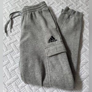 Adidas Gray Jogger Pants Sweatpants Cargo Side Pockets Activewear Men Small Teen